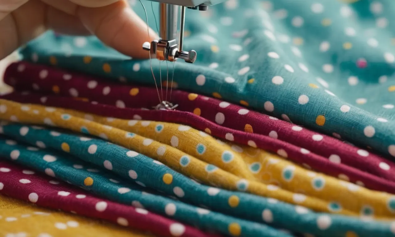 A close-up shot capturing skilled hands stitching miniature patterns onto colorful fabric, revealing the intricate process of making adorable clothes for stuffed animals.
