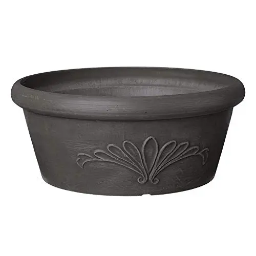 Dark charcoal PSW composite bulb pan planter for fairy gardens