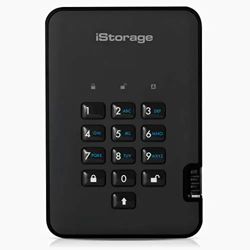 iStorage diskAshur2 secure portable hard drive with keypad for PIN entry