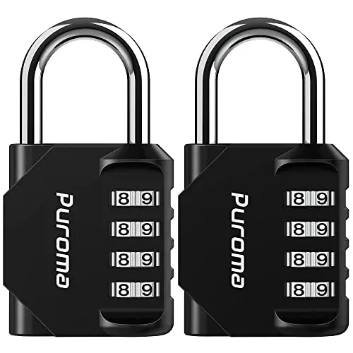 Puroma 2 Pack Black 4-Digit Combination Padlock