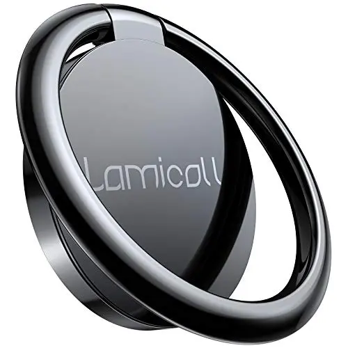 Lamicall black polished metal adhesive phone ring holder