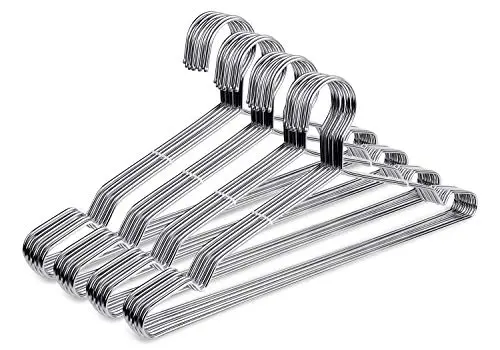 Fayleeko 40 pack of thin, silver stainless steel wire coat hangers.