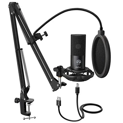 FIFINE T669 USB condenser microphone kit with adjustable boom arm and shock mount