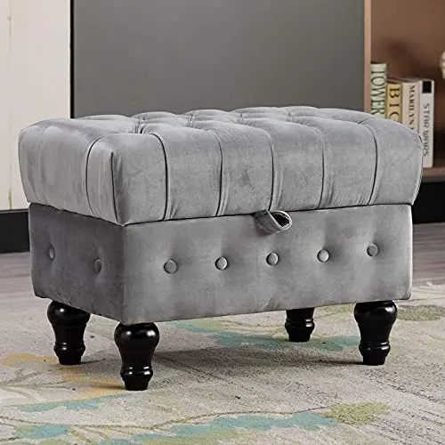 Artechworks caramel rectangular tufted storage ottoman coffee table