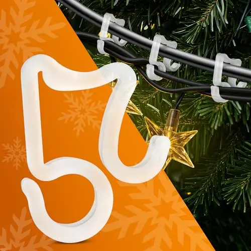 Clear plastic gutter clips for hanging Christmas lights on roof gutters