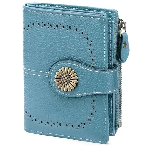 SENDEFN small vegan leather bifold wallet for women with a zipper coin pocket.