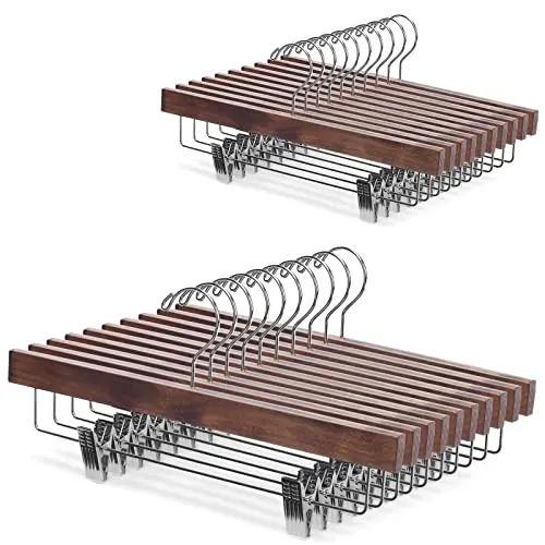 Nature Smile solid lotus wood pants hangers with clips