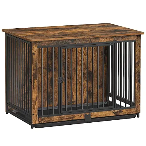 Feandrea rustic brown wooden dog crate furniture end table