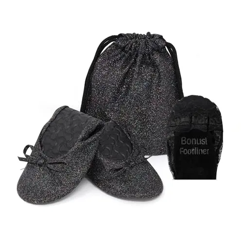 Silky Toes sparkly glitter foldable flats that catch the light.