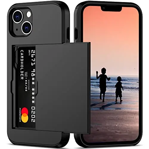 Nvollnoe black iPhone 14 case with hidden card holder