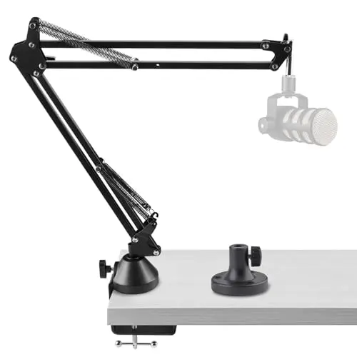 Geekria microphone scissor arm with desk clamp and flange