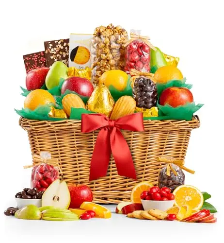GiftTree premium fresh fruit gift basket with oranges, pears, and apples
