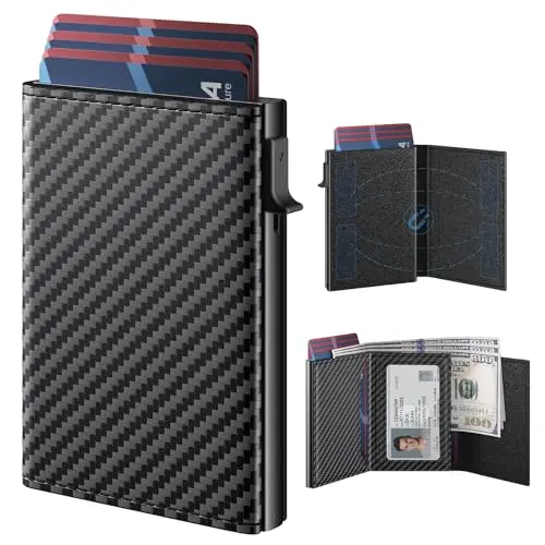 typecase pop-up aluminum card holder wallet in carbon fiber pattern
