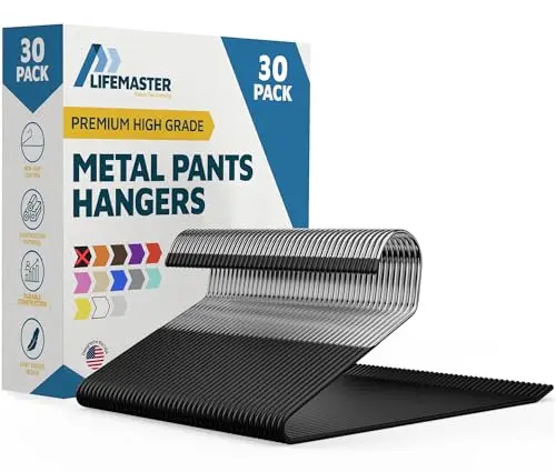 Lifemaster 30-pack black metal open-ended pants hangers with rubber coating