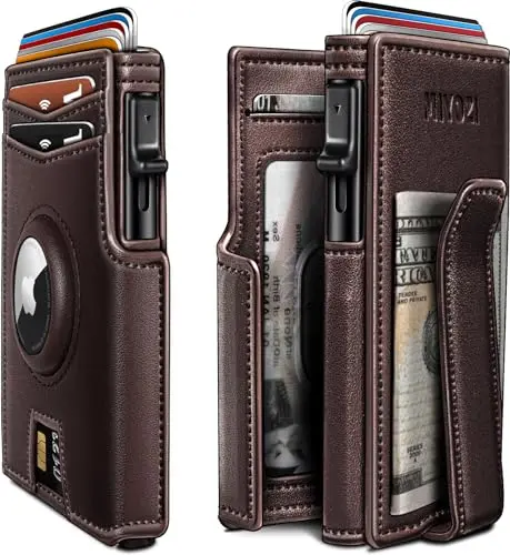miyozi AirTag wallet with money clip and flip cover in black