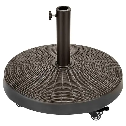 EROMMY bronze resin umbrella base with rattan pattern and four wheels
