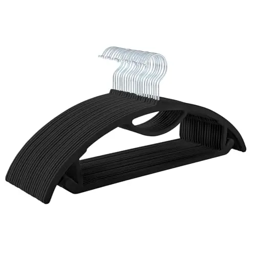 MIZGI Premium Velvet Hangers with built-in tie bar and swivel hooks