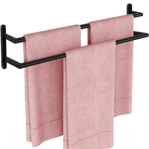 JIAPAIDUO matte black double towel rack with two parallel bars