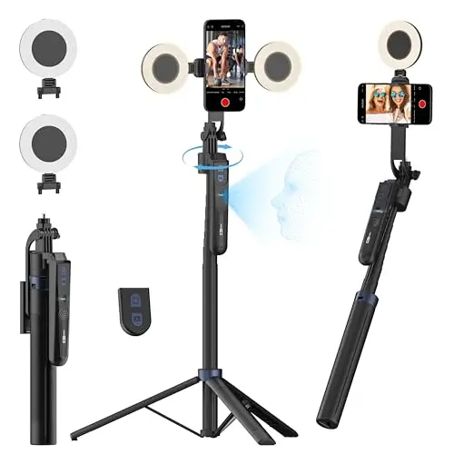 USKEYVISION tall black phone tripod with AI tracking feature extended