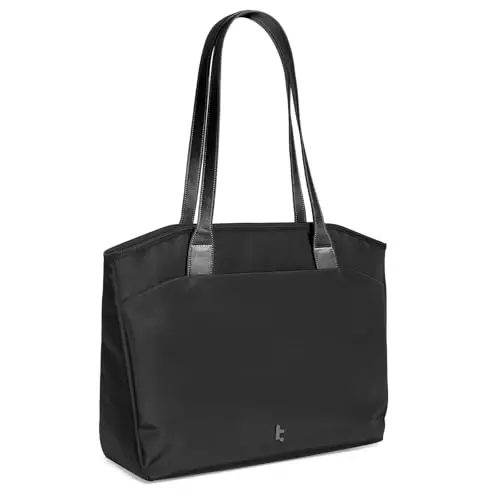 tomtoc minimalist laptop tote bag in black with padded device compartment