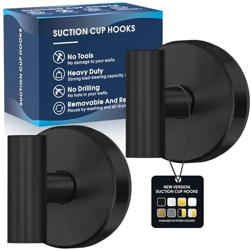 MOTAIPEAK black T-shaped suction cup hooks for bathroom