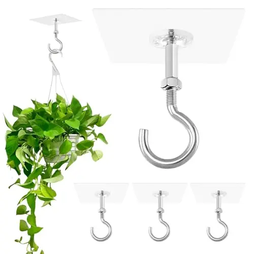 NINEFOX clear adhesive ceiling hooks with stainless steel hook