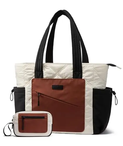 LOVEVOOK puffer tote bag with cup holder feature