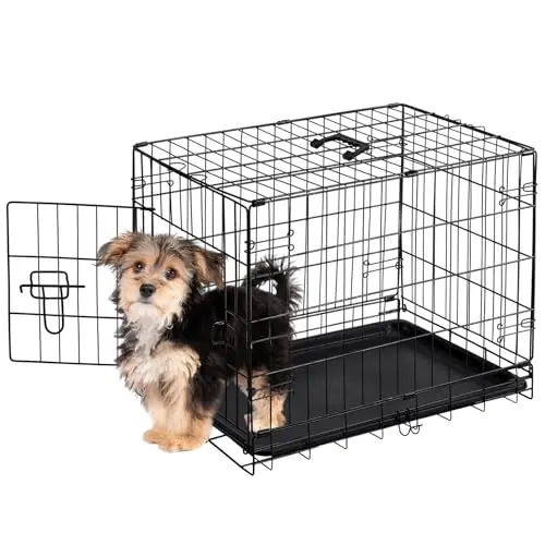 Sweetcrispy 24-inch single door black metal dog crate