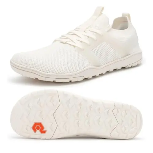 Pulltop women's white minimalist trail running shoes with wide toe box