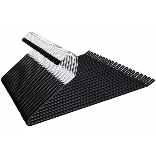 Amber Home 20-pack wide black metal pants hangers with rubber tips