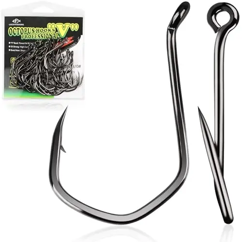 LUCKYFISHING 100 pack of octopus fishing hooks for saltwater and freshwater