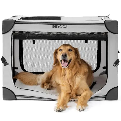 EHEYCIGA 36-inch grey foldable soft dog travel crate