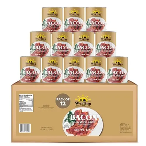 Werling Canned Bacon, pack of 12 fully cooked bacon cans