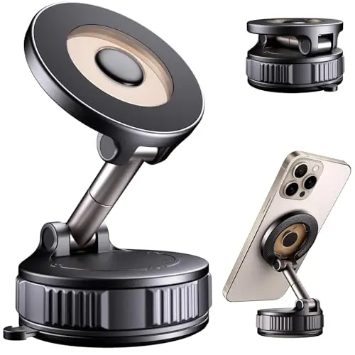 Estbuc magnetic car phone holder with folding arms and nano gel suction base