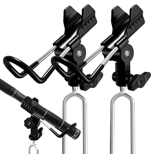 E-jades black aluminum fishing rod holder with extended drill rod and adjustable head