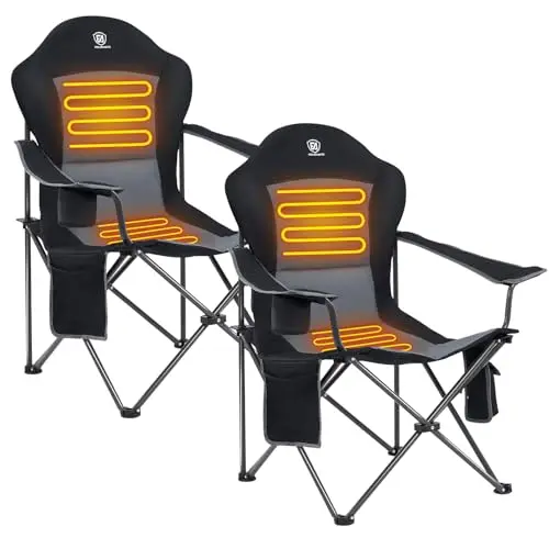 EVER ADVANCED black heated folding camping chair with USB heating panel